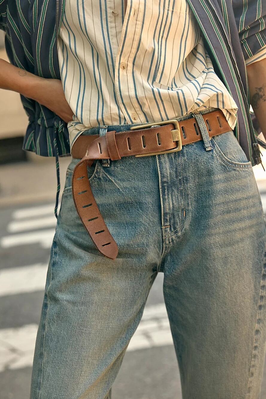 NWOT FP We the Free Jona Rustic Russet Brown Leather Belt M/L Western Boho